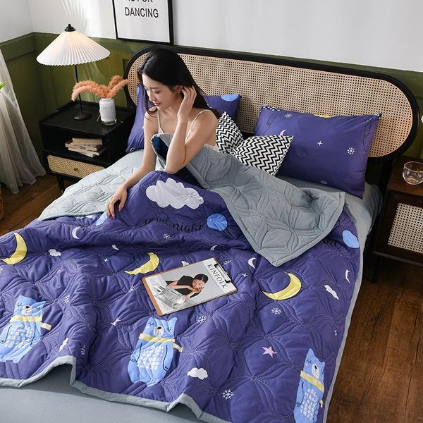 

blankets summer washable cotton blends quilt cool air conditioner thin single and double activity gift blanket