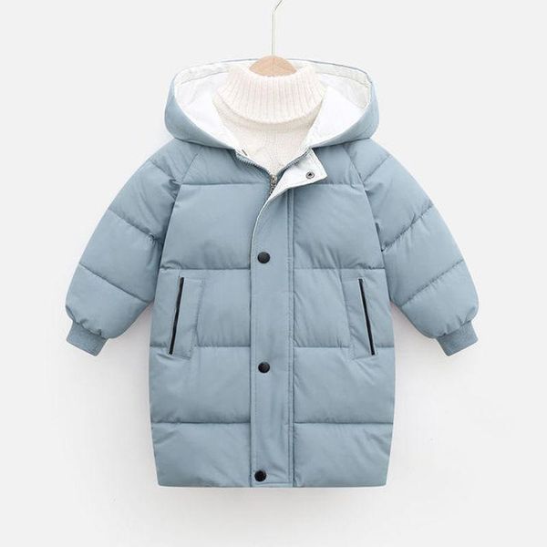 

down coat children's winter parkas teenagers boys girls hooded jackets thick warm coats kids solid color outerwear zipper clothes, Blue;gray