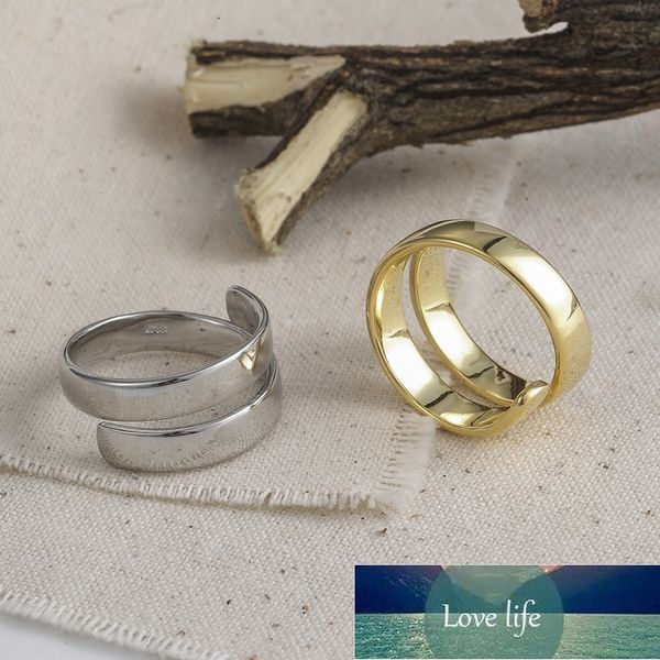 

925 sterling silver double winding smooth open ring geometric gold color finger ring for women jewelry dropshipping s-r734