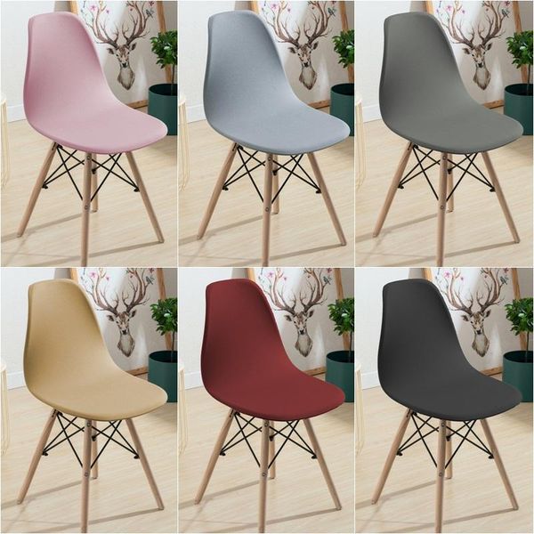 

chair covers polyester shell solid seat cover for funda silla modern office bar dining chairs house de chaise