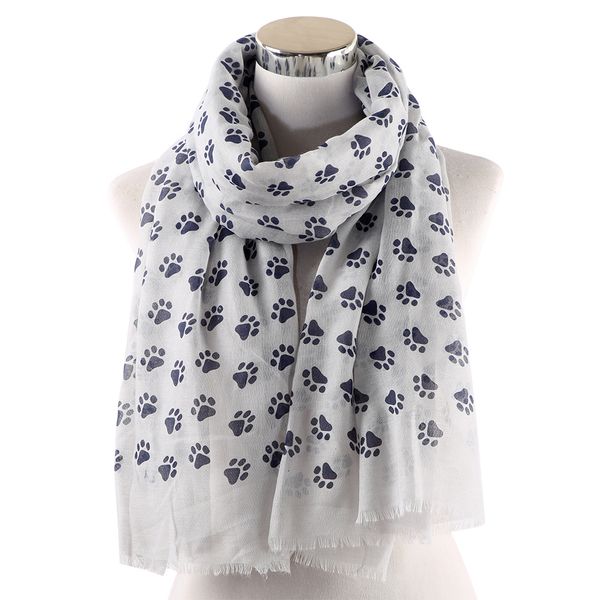 

olome women cartoon dog footsteps printing scarf cat dog paw scarves and shawls viscose pet lovers shawl female ladies, Blue;gray