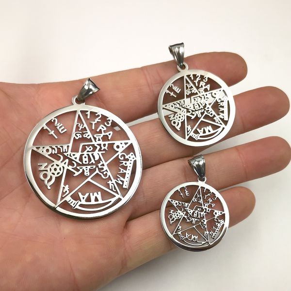 1 pcs colar de aço inoxidável amuleto wiccan wicca mágico, o antigo nome de poder de prata 3 tamanho 3mm 30 '' cadeia de bola