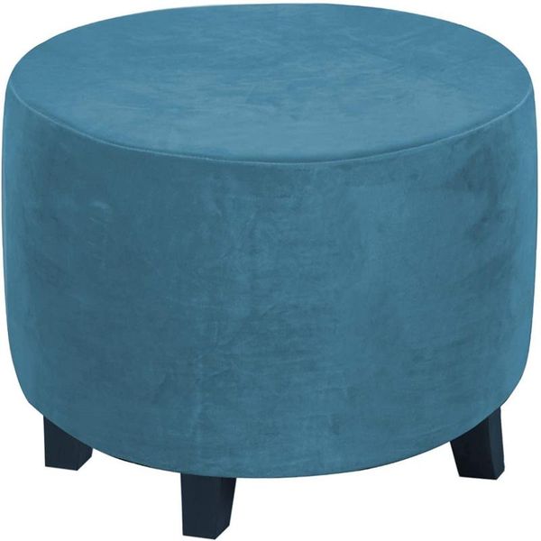 

chair covers ottoman slipcovers velvet round footrest sofa stretch solid color bedroom furniture footstool protect