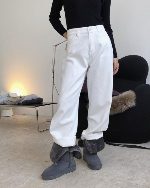 

woman cotton straight white warm jeans women's, Blue