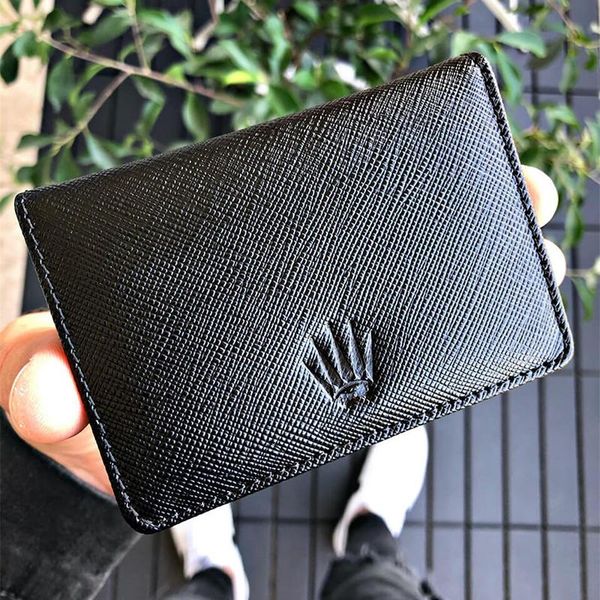 

leather card holder wallet men brand black magic trifold slim mini small money bag male purses genuine 100% wallets, Red;black
