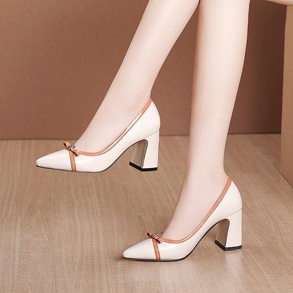 

dress shoes 2021 fashion woman high heels pointed toe square heel party elegant comfortable, Black