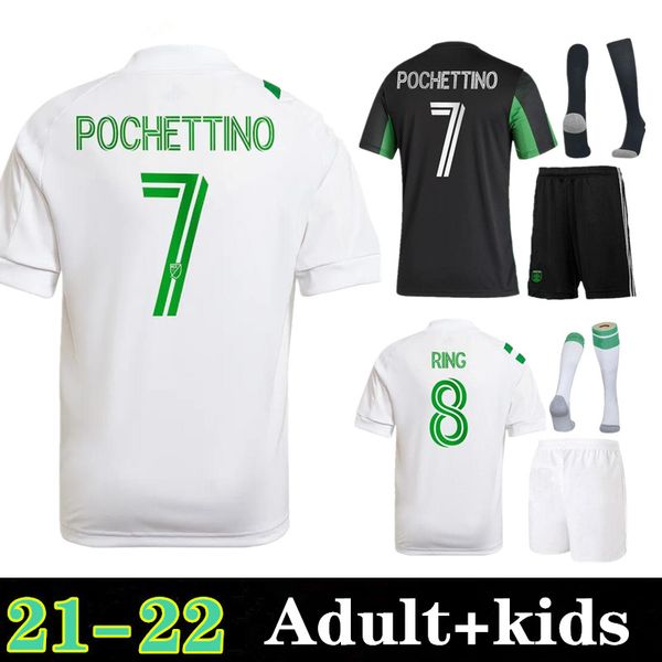 

2021 2022 austin fc soccer jerseys men inaugural mls 21 22 kleber xavier baez customize football shirts kids kit + socks, Black