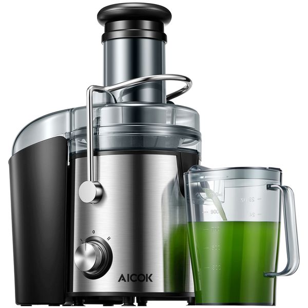 

aicok juicer 3 inch wide mouth juice extractor for whole fruit vegetable, 1000w stainless steel machines with anti-drip function, dual speed
