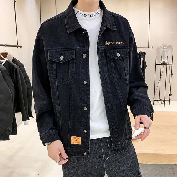 

men's jackets fashion jacket 2021 spring and autumn brand loose handsome denim korean leisure, Black;brown