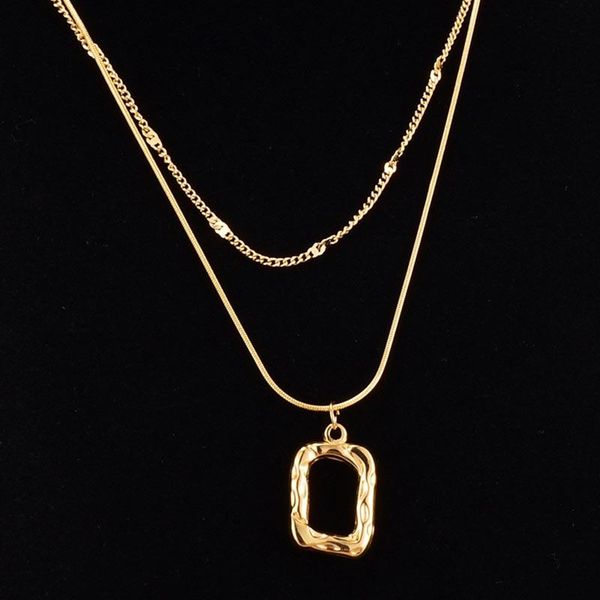 

pendant necklaces classic double layer suit gold geometric necklace for woman fashion korean star same jewelry party luxury girls, Silver