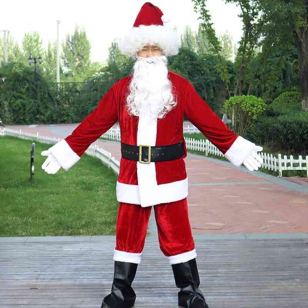 

santa claus costume enlarged thickened party performance men's santa claus clothes, Silver