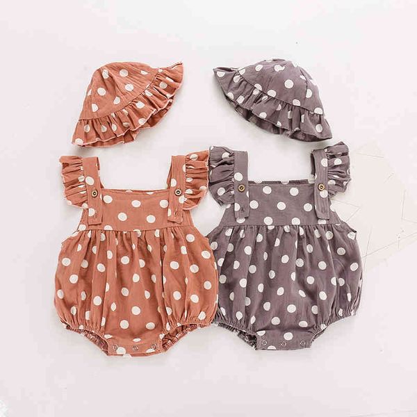 

clothing sets summer polka dot pattern romper+hat 2pcs baby girl clothes boy children ojsy, White