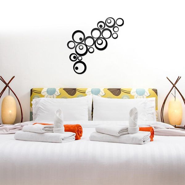 

window stickers 24pcs/ sets 3d mirror acrylic wall creative circle ring bedroom decors for family decoration adhesive home decal