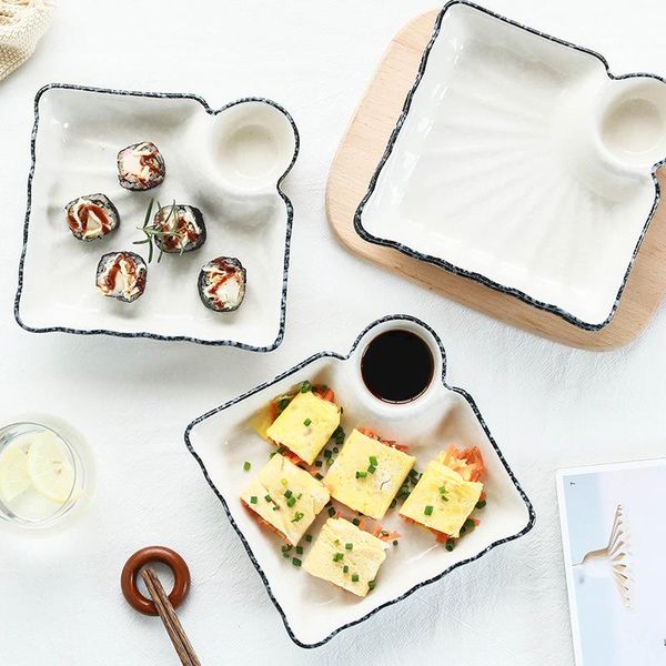 

dishes & plates dumpling household with sauce ceramica dish plate creative japanese tableware rectangular ceramic dinner dinnerware