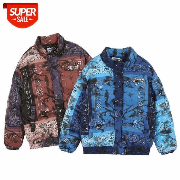 

cotton jacket men's cashew flower print loose bread #7j35, Black;brown