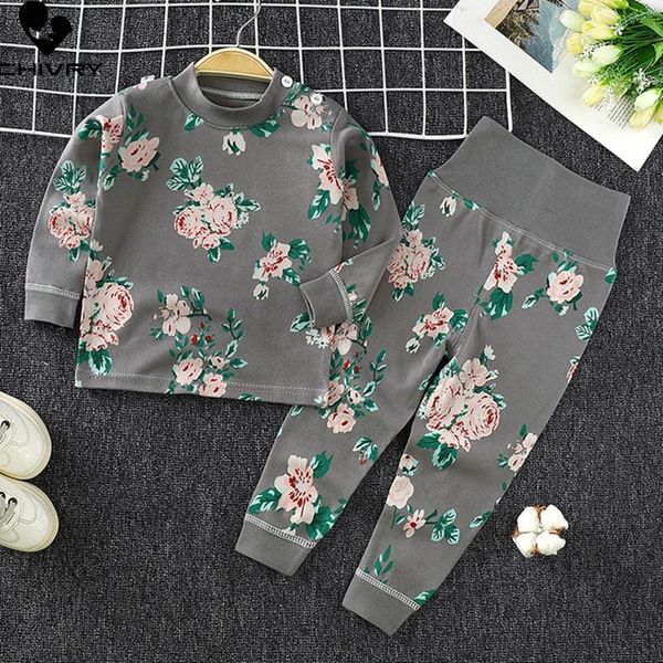 

clothing sets kids boys cotton pajama cartoon print o-neck cute t-shirt with pants baby girls children autumn clothes, White