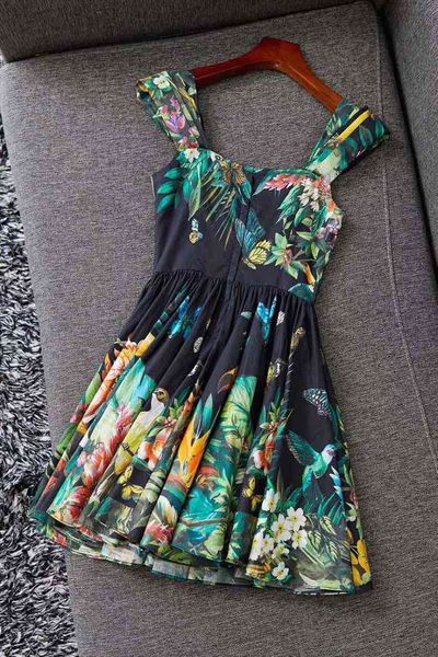 

dress sweet lolita summer fashion cotton women square collar cute birds butterfly print short sleeve dress boho, Black;gray
