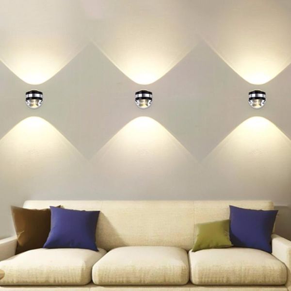 

wall lamp indoor light up down led aluminum crystal sconce living room bedroom bedside tv background decoration lights jq