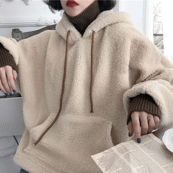 

women's hoodies & sweatshirts autumn and winter fashion casual fake two piece turtle neck long sleeve thick warm hoodie sweatshirt hood, Black
