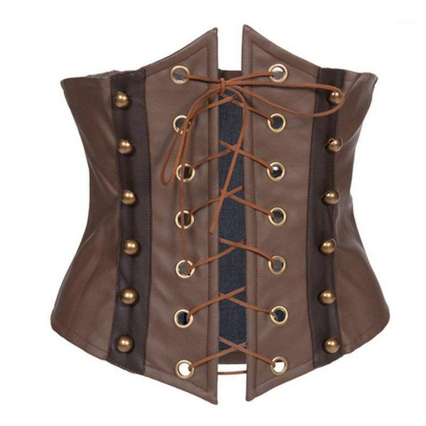 

wys.jl women's short brown pu fashion strappy corset plus size s-2xl bustiers & corsets, Black;white