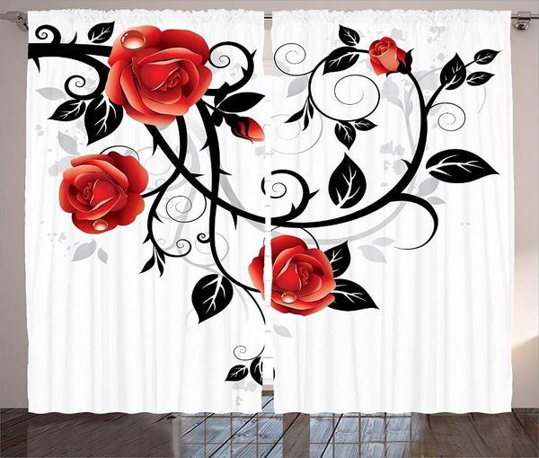 

curtain & drapes gothic curtains ornate swirling branches with roses garden flower grunge style european living room bedroom window