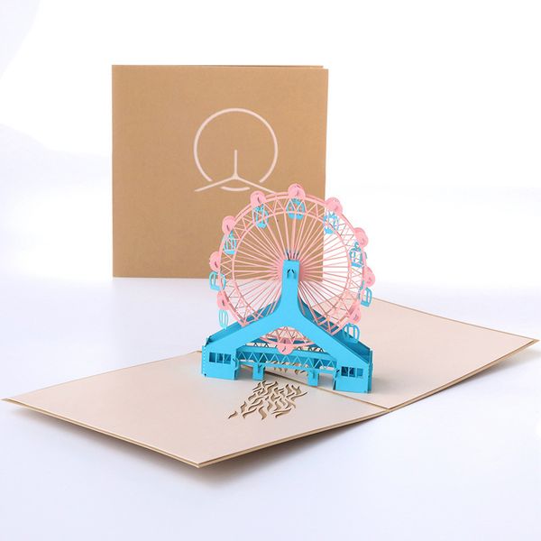 

silhouettes paper carving ferris eye tianjin 3d three-dimensional greeting card gift way creative tourism handmade paper-cut