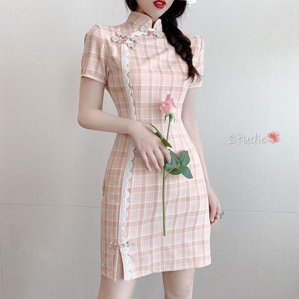 

ethnic clothing cheongsam modern chinese dress women pink sweet vintage traditional qipao vestido chino robe orientale eleganti harajuku str, Red