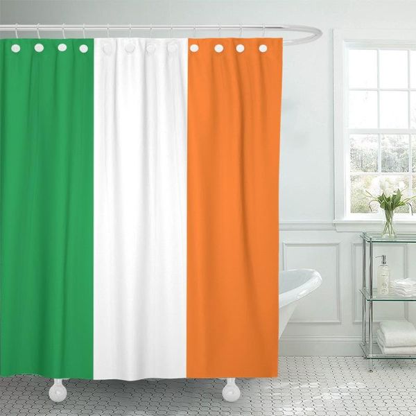 Tende da doccia Bandiera irlandese Irlanda Colore Paese Emblema Europa Tenda europea Tessuto in poliestere impermeabile 72 X pollici Set con ganci