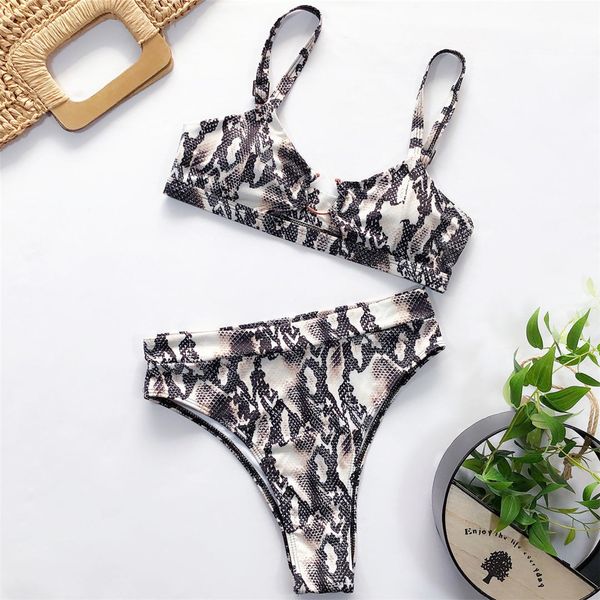

new leopard swimsuit high waist bikini women swimwear two-pieces bikini set bather snake printed bathing suit swim wear k1712