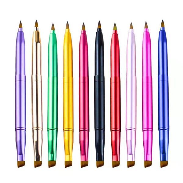 

telescopic lip eyebrow brush portable metal handle cosmetic brush