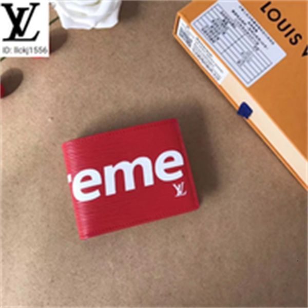 

purse leather brand men designer chain luxury evening pedl real m60895 long red wallets compact corrugated clutches printing key wallet card, Red;black