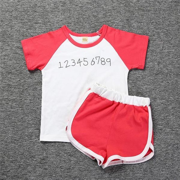

2 pcs summer boy girl kids short sleeved sets cc07.06, White