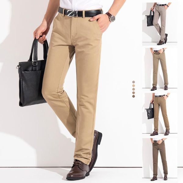 

men's pants khaki comfortable cotton casual men fashion 5 colors slim office business breathable male suit, Black