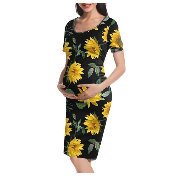 

maternity dresses summer women pregnancy floral printing clothes robe grossesse spring 2021, White