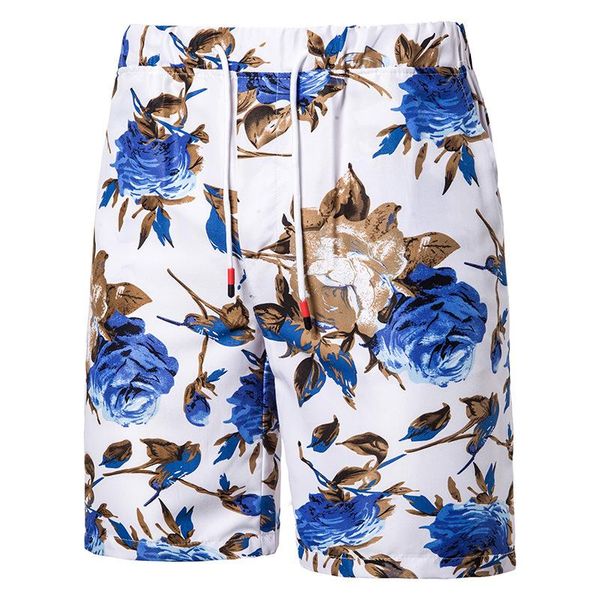

men's shorts summer plus size casual five-point pants beach arrival printed floral, White;black
