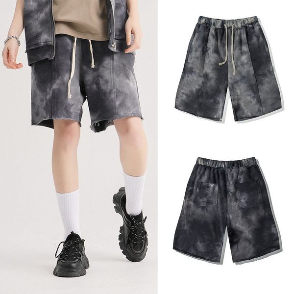 

fashionable shorts 2021 high street tie dye dark wind loose ee brand men's and women's casual, White;black