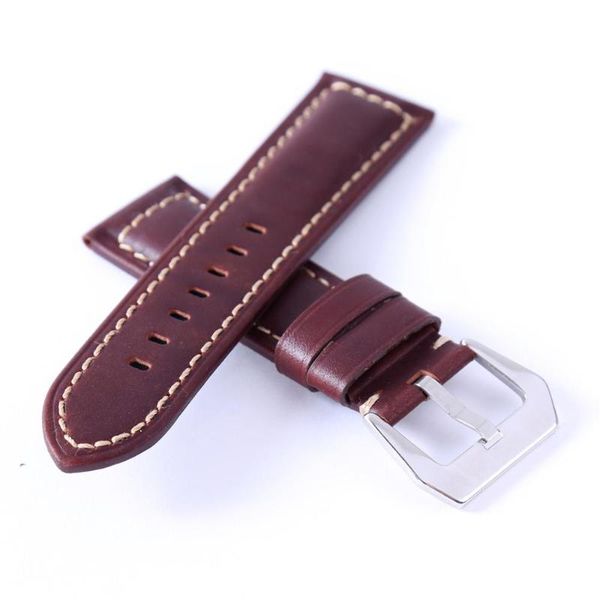 

watch bands cow leather band universal men's strap waterproof deodorant 22mm 24mm with box tool drop, Black;brown