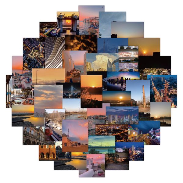 

50pcs city sunset scenery sticker scrapbook gift lapphone diy decal decor stickers