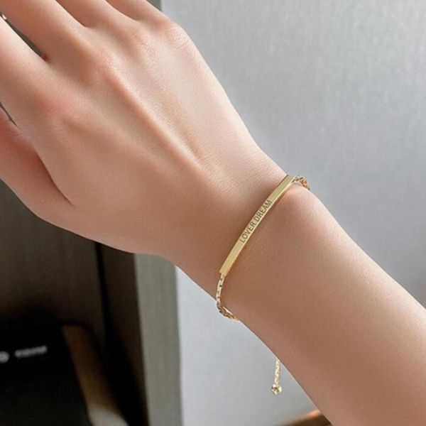 

link, chain vintage letter geometric bracelet high end plated fashionable drawstring lover dream wholesale link bracelets, Black