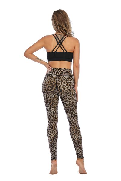 

high waist yoga pants with pockets leggings for women tummy control tights running workout fashion leopard, White;red