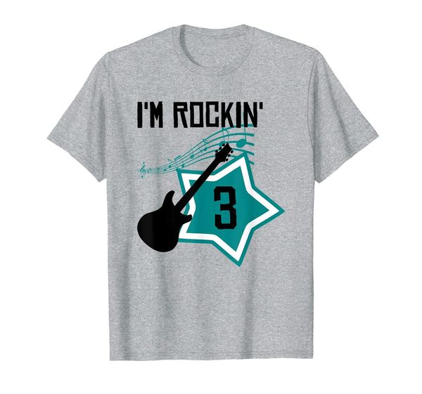 

i'm rockin' 3 birthday boy rock and roll music t-shirt, White;black