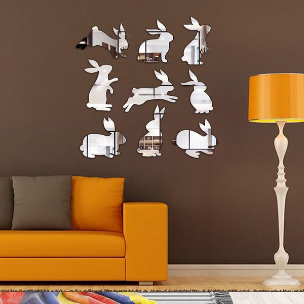 

wall stickers 9pcs cartoon mirror stereoscopic acrylic sticker home decor bathroom living room art decoration