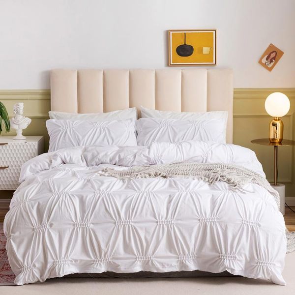 

bedding sets home textile white relief fern quilt cover set fashion modern bed linen duvet king  twin double size