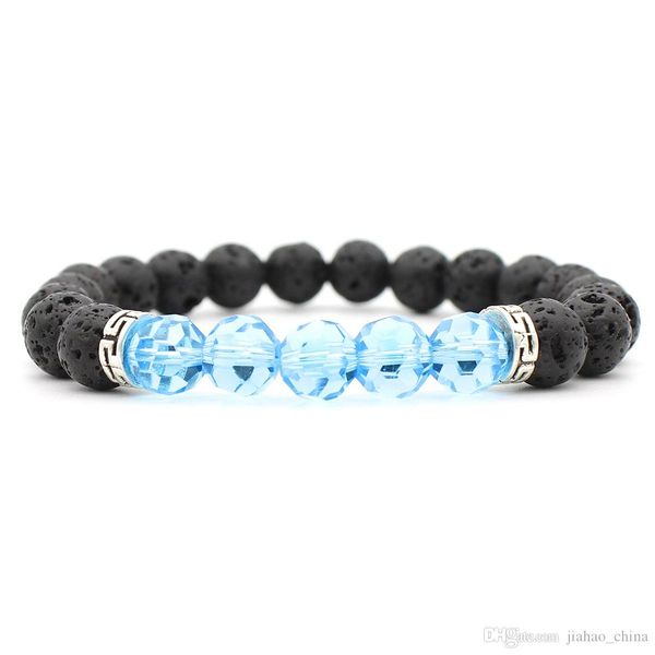 

buddha strands factory direct sale lava volcanic stone spherical bead bracelet multicolor beaded crystal bracelets, Black