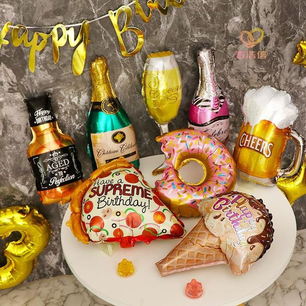 

party decoration self-sealing mini donut birthday cake dessert aluminum foil balloon holiday children's toys