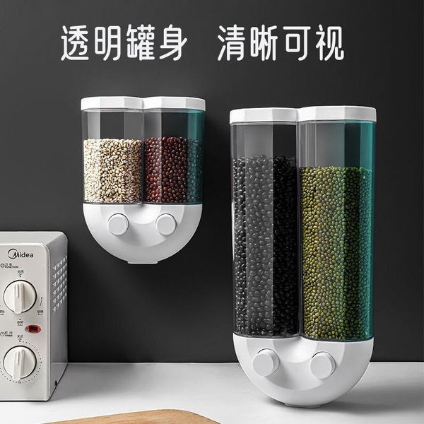 

grid kitchen storage box cereal insect-proof moisture-proof rice grain dispenser wall-mounted tank bottles & jars