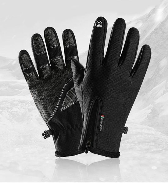 

ski gloves waterproof cycling bicycle full finger winter fleece thermal warm non-slip touch screen