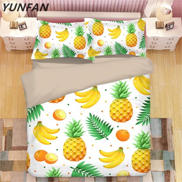 

bedding sets watercolor duvet cover set exotic fruits pattern pineapples bananas oranges tropical leaves single quilt