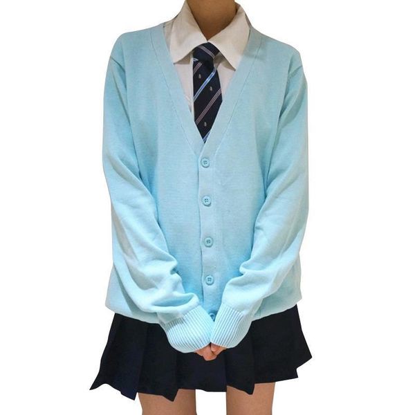 

fashion autumn japanese style womens sweater students school uniform long sleeve girl cute open cardigan, White;black