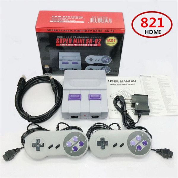 

8bit mini hd tv retro family handheld built-in 821 for snes games dual gamepad player pal&ntsc portable players game